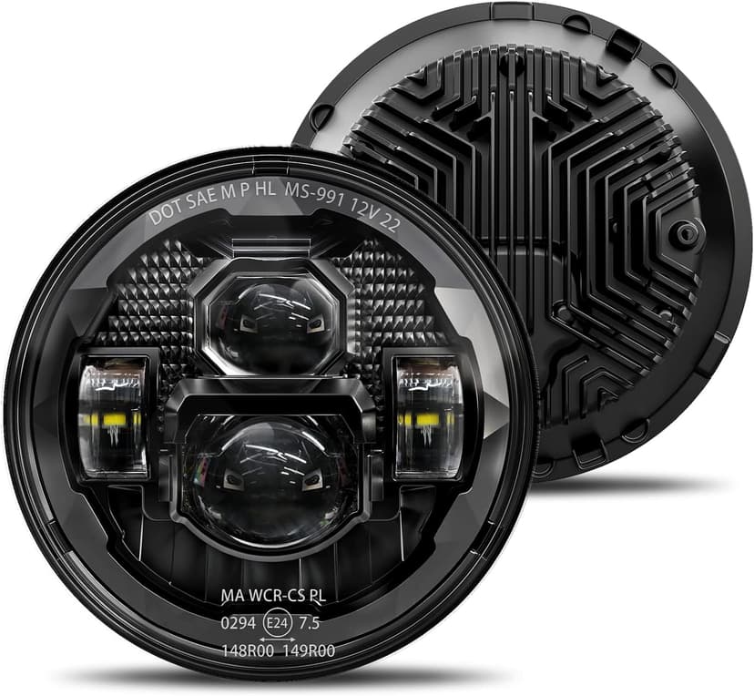 HWSTAR Pair New 1000% Bright Anti-glare 7 Inch Led Headlights Round Compatible with Jeep Wrangler JK JKU TJ LJ Chevy Ford GMC Dodge Mazda Nissan Mack VW etc DOT Approved H6024 Hi/Low Sealed Beam