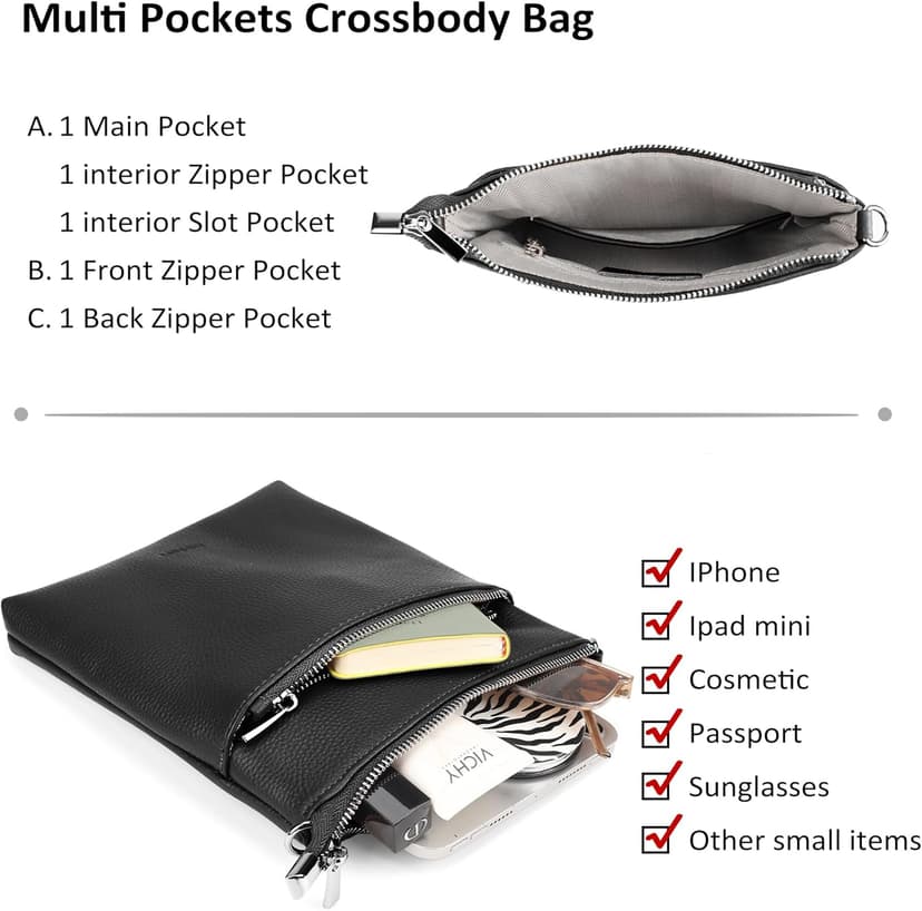 befen Genuine Leather Small Crossbody Purses for Women Travel Cross Body Bags Lightweight with Adjustable Shoulder Strap