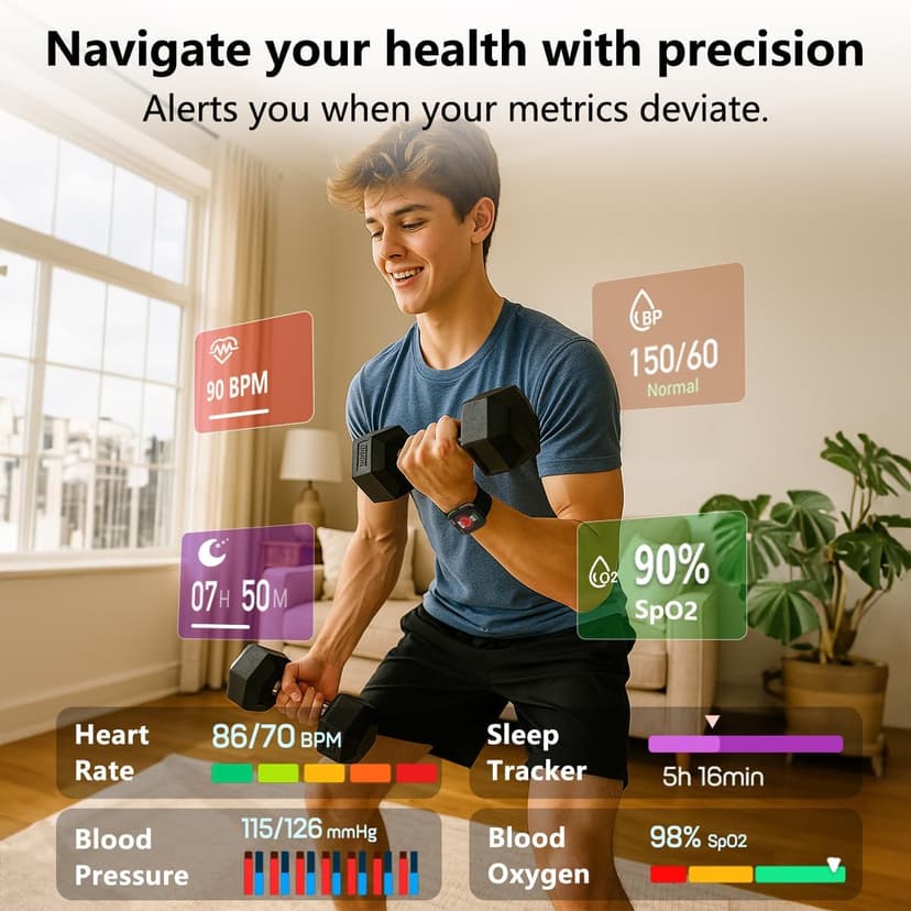 MorePro Fitness Tracker(Answer/Make Call), 1.83” Health Fitness Watch with Heart Rate, Blood Pressure,SpO2 and Sleep Monitor, 100+ Sports Modes, IP68 Waterproof Smart Watch for Men Women