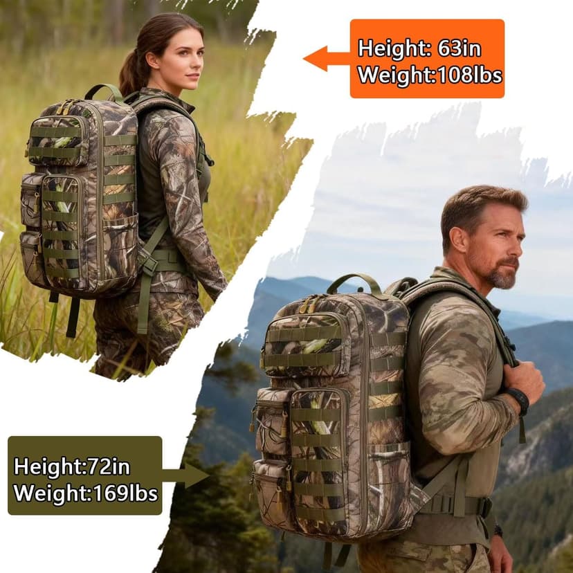 Tactical Camo Backpack for Men Women Waterproof Durable MOLLE Backpack Camping Hunting Emergency Preparedness