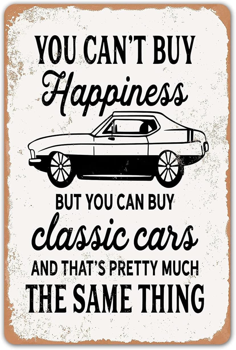 Retro Tin Sign, Waterproof, Colorfast, Rolled Edges, for Garage, Man Cave, Bar, or Car Room Decor, Car Guy Gift HomDeo Garage Sign for Men, Classic Car Slogan Metal Sign Vintage 8x12 Inch B0BND9HFND