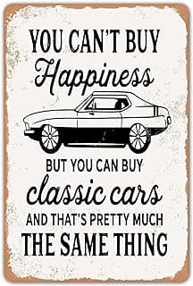 Retro Tin Sign, Waterproof, Colorfast, Rolled Edges, for Garage, Man Cave, Bar, or Car Room Decor, Car Guy Gift HomDeo Garage Sign for Men, Classic Car Slogan Metal Sign Vintage 8x12 Inch B0BND9HFND