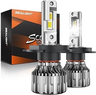 SEALIGHT 70000LM Super Bright H4 Bulbs, 6500K Cool White Fog Bulbs, 70000+ Hours Lifespan Powersport Bulbs with 15000RPM Cooling Fan, Plug-N-Play, Pack of 2