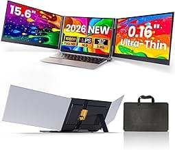 Laptop Screen Extender, 15.6" Ultra Light & Thin Triple Portable Monitor for Laptop with 1080P FHD IPS Display, Two Cable USB-C/HDMI Plug-Play Monitor Extender for Mac/Win/Android, Fits 13-17" Laptops