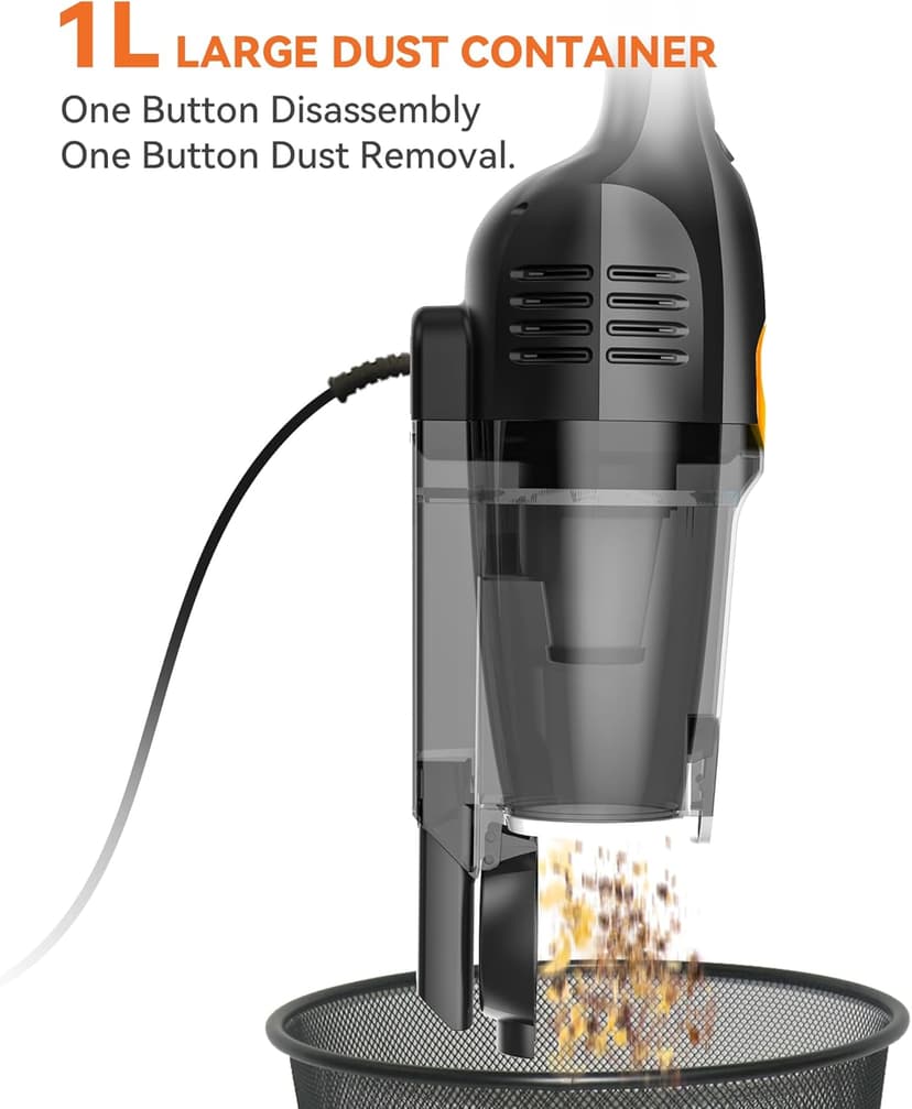 Vazone R6X Corded Stick Vacuum Cleaners for Home, 30Kpa Powerful Suction Stick Vacuum with 16Ft Cord, 2 in 1 Lightweight Handheld Vacuum Cleaner for Hardwood Floor Pet Hair