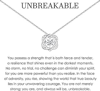 NOURISHLOV Unbreakable Necklace, Strength Gift, Inspirational Gifts, Resilience Necklace, Empowerment Gift for Her, Birthday, Graduation, Tough Times, Infinity Interlocking 2 Hearts Necklace for Women
