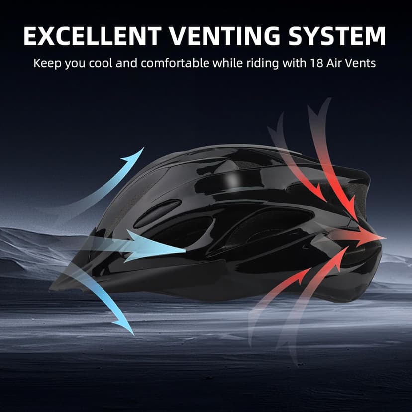Adult Cycling Bike Helmet, Lightweight and Adjustable with Pads&Visor for Men and Women,Premium Quality Airflow Unisex Bicycle Helmet,Suggested Fit 58-61 cm