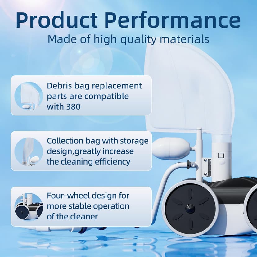 MAKHOON Upgrade Pool Pressure Side Sweeper – Professional Pool Cleaner for Efficient Swimming Pool Cleaning, Stable 4-Wheel Structure Design