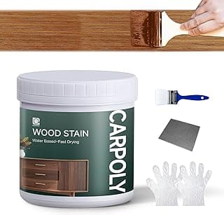 Wood Stain,16oz Teak Wood Stain & Sealer in One, Water Based|Fast Drying|Non-Toxic|Low Ddor|Waterproof, for Indoor and Outdoor Furniture, Multiple Finishes(with Tools)