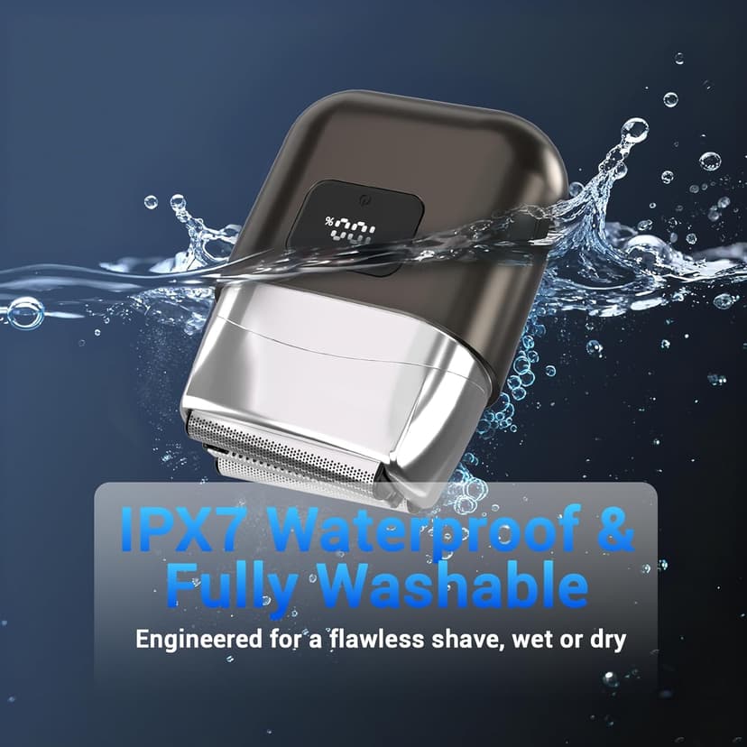 Electric Foil Shavers for Men: Mini Electric Razor with 3 Floating Blades, LED Display, Dual Speed - IPX7 Waterproof Wet/Dry Cordless Razor, USB Fast Charging, Travel Lock