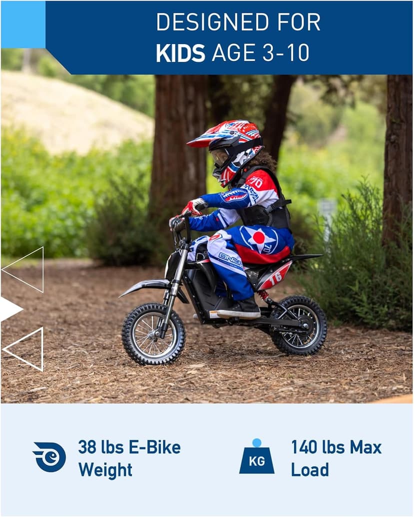 Hiboy DK1 36V Electric Dirt Bike,300W Electric Motorcycle - Up to 15.5MPH & 13.7 Miles Long-Range,3-Speed Modes Motorcycle for Kids Ages 3-10