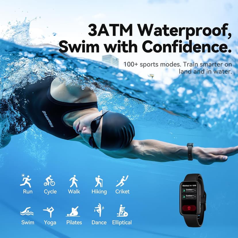 Enfit Fitness Trackers,Smart Watch with 1.47" Color Screen,100+Sport Modes Fitness Watch with Heart Rate Sleep Monitor, Pedometer Step Counter Watch, 3TAM Waterproof Activity Trackers for Women Men,BK