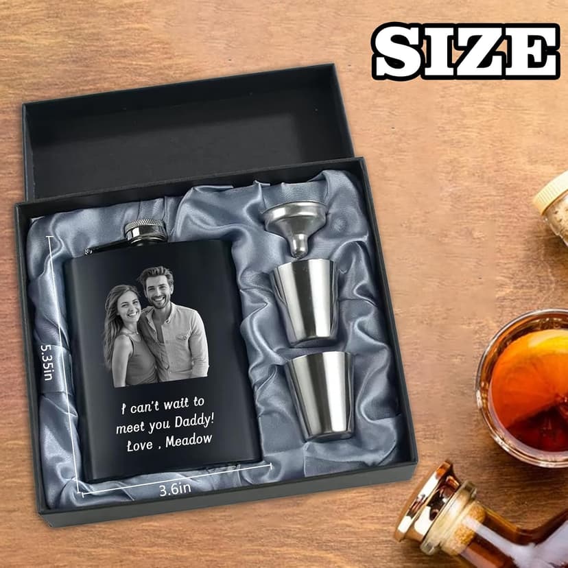 Customized Liquor Flask Gifts for Grandpa Men Him Dad Husband Fathers Day Christmas Groomsman Custom Flask for Men Personalized Engraved Hip Flasks with Photo Text 8 Oz B0FGJRKCB3
