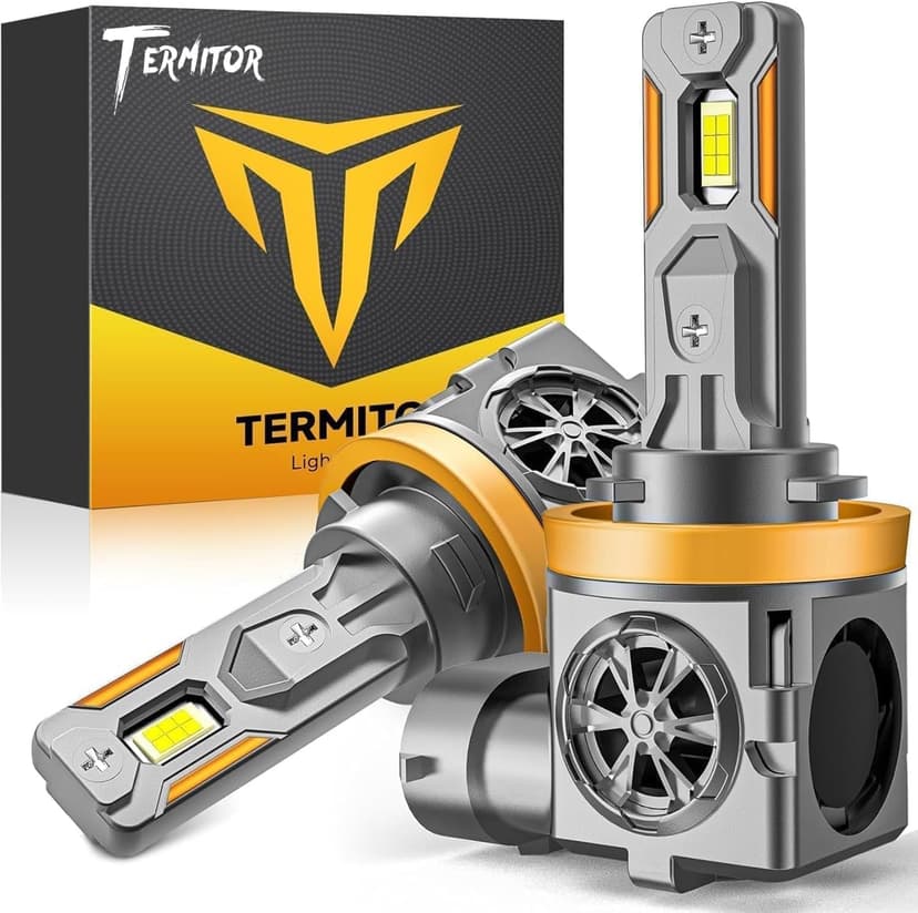 Termitor H11/H9 LED Bulbs, 45,000LM 10X Super Bright, 1:1 Mini Size 6500K Cool White IP68 Waterproof Automotive Replacement H11 Fog Lights, 3-Minute Plug and Play Installation, Pack of 2