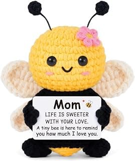 Gifts for Mom from Daughter Son, Mom Birthday Gifts - Cute Handmade Crochet Bee - Birthday Valentines Mothers Day Christmas Bonus Step Mother In Law, I Love You Mama Present, Emotional Support
