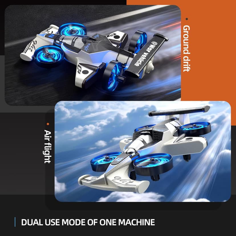 Remote Control Airplane Car Toys for Kids Ages 4-6-8-10-12, 2-in-1 Foam RC Plane Car Jet Mini Drone, Racing Car Stunt Plane Toys for Kids Boys Beginners 4 5 6 7 8 9 Year Indoor Outdoor Play