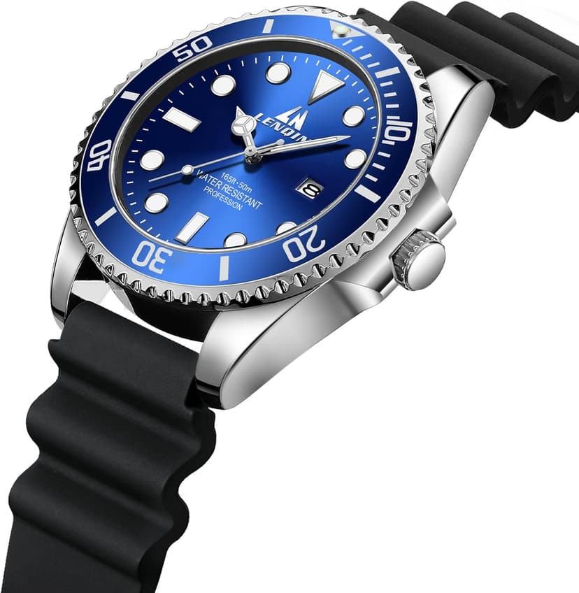 LN LENQIN Mens Watches Stainless Steel Waterproof Analog Quartz Watch for Men with Date Luminous Fashion Wristwatch