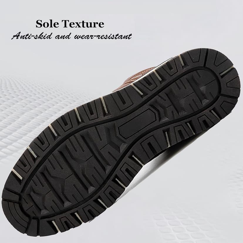 ARRIGO BELLO Mens Winter Boots Snow Casual Booties Warm Fur Mesh Lined Ankle Outdoor Lightweight Non-Slip Trekking Walking Leather Shoes