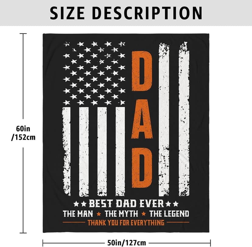 Best Christmas, Valentine's Day, Father's Day Dad Ever Gifts, Happy Birthday for Dad, Father Birthday Gifts Dad Gifts from Daughter or Son Blanket 60" x 50", Birthday Gift for Dad B0HDNVQFKV
