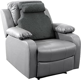HOMBYS Sherpa Fleece Lumbar Support Pillow with Headrest for Recliner,Memory Foam Recliner Chair Cushion for Back Pain,Big High Back Support for Recliner with Chair Headrest for Elderly (Grey)