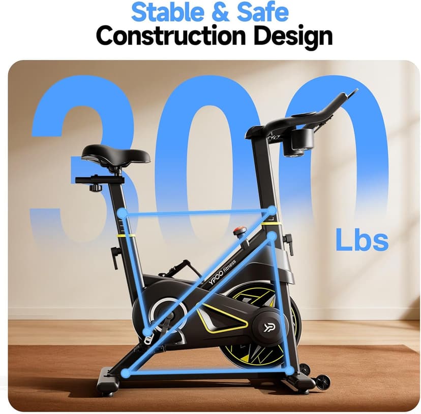 Exercise Bike, Adjustable Magnetic Resistance Stationary Bikes for Home Cardio with Exclusive App, Indoor Bike with 330lbs Weight Capacity Comfortable Seat, Tablet Mount and Fitness Courses