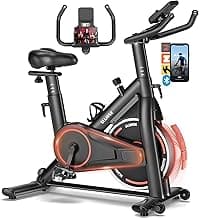 Exercise Bike, Magnetic Resistance Stationary Bikes for Home with App Compatible, Silent Indoor Cycling Bike with 350lbs Weight Capacity Comfortable Seat, Digital Monitor & Phone Mount