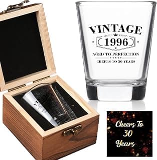 30th Birthday Gifts for Men - Limited Edition Vintage 1996 Shot Glass with Wooden Box - Cheers To 30 Years Old, Finally 30th Birthday Party Decoration - Turning 30 Bday Gift for Men Brother Friend B0F2DW8MVT