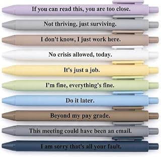 Black Ink Pens with Sayings; Sarcastic Gifts and Funny Office Gifts for Coworkers on Birthdays, at Work or for Appreciation Funny Pens for Adults, 10 Pcs Sarcastic Pens and Coworker Gifts for Work B0GY5CH68Z