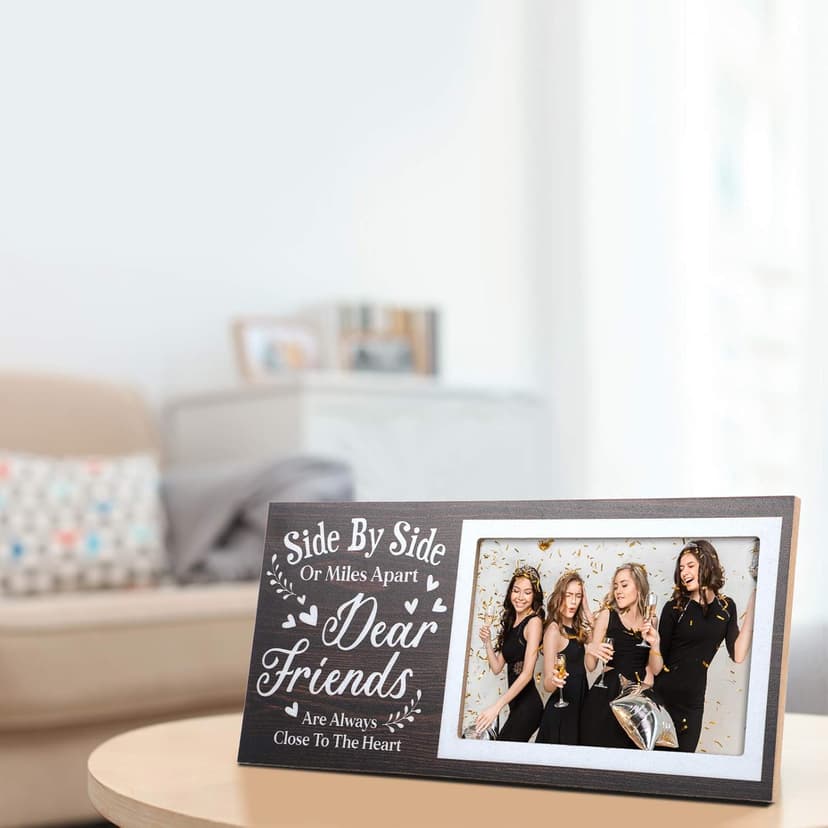 Jetec Wooden Friends Picture Frame 12 x 5.5 Inch Photo Frame Graduation Day Dear Friends Gifts Long Distance Friendship Photo Gifts(Brown)