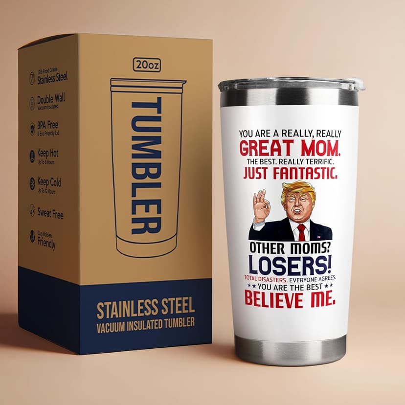 Gifts for Mom from Daughter Son - Christmas Gifts for Mom Wife - Birthday, Christmas, Valentines Day Gift for Moms - Gift for Mama, Moms, Mother - 20 Oz Stainless Steel White Tumbler