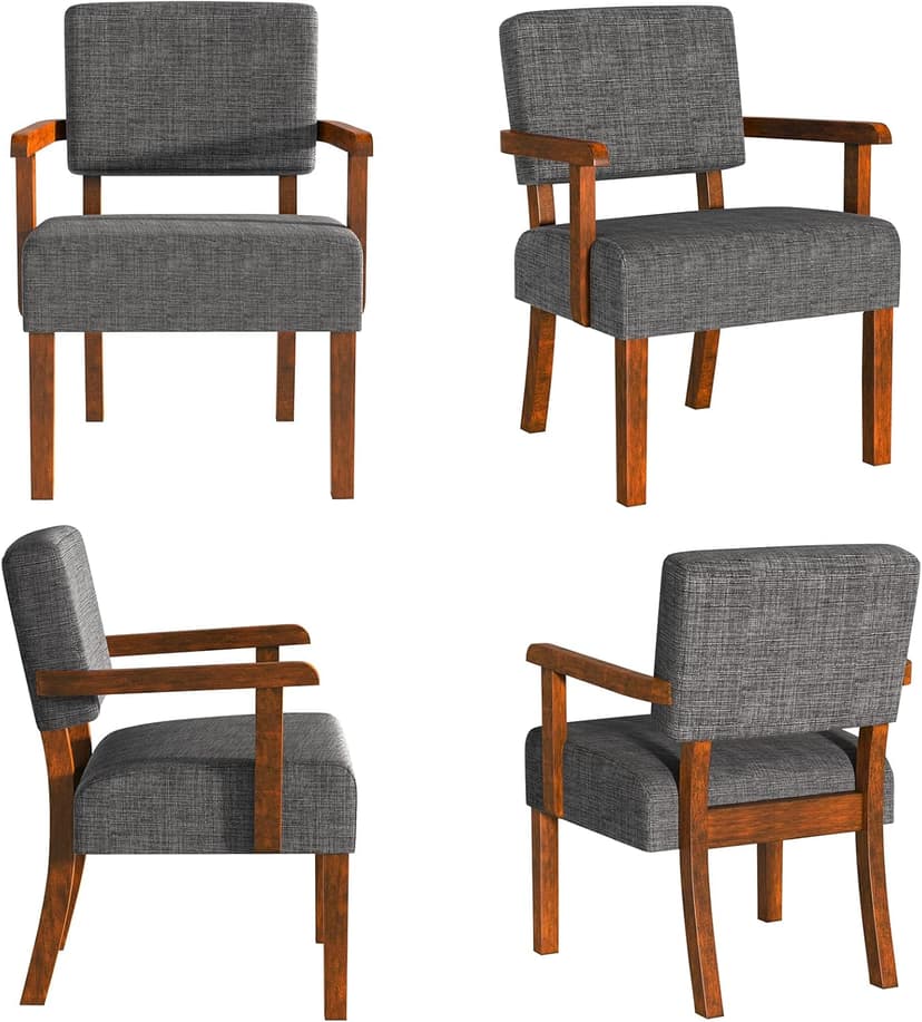 FAGAGA Accent Chair Set of 2 with Table, Living Room Chairs with Soft Seat and Armrests for Living Room Bedroom Reading Room Waiting Room, Grey (AC01)