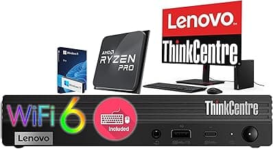 Lenovo ThinkCentre Mini Desktop, Ultra-Fast AMD Ryzen 5 PRO, 16GB RAM, 512GB SSD & 1TB HDD, Wi-Fi 6, Bluetooth5, USB-C, HDMI, Display Port, RJ-45, Windows 11 Pro – Tiny Computer for Everyday Tasks