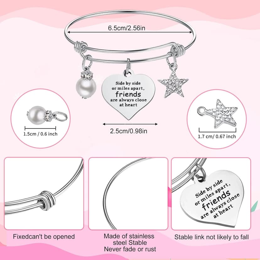 Abbylike 20 Pieces Friends Gifts Bulk for Women Friendships Bracelet Makeup Bag Friendsgiving Long Distance Gifts for Galentines Valentine Day Friend Group Birthday Family Sister