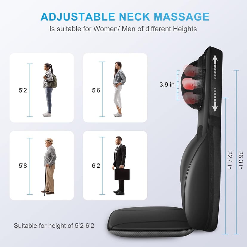 COMFIER Shiatsu Back Massager with Heat, Deep Kneading & Rolling Massage Chair Pad, Chair Massager for Office Home Use Father Day Gifts for man