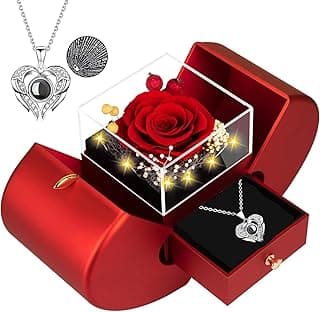 moshen Preserved Red Rose Flower Gift Box with LED Lights, Romantic Gift for Women, Ideal Gift for Mom Wife Girlfriend on Mother's Day, Valentine's Day, Christmas, Birthdays Anniversary (Red) B0FRNKJRLH