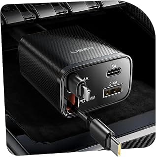 LISEN Retractable Car Charger, 84W Car Charger USB C Fast Charger Adapter, Car Accessories for Men Women, Gifts for Fathers Day for Men Dad Husband, for iPhone 17 16 15 14 13 12 Pro Max, Carbon-Black B0GY4XMHBW