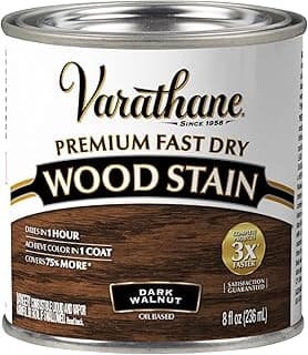 Varathane Premium Fast Dry Wood Stain | 1 Hour Dry Time | 1 Coat Color | Interior Wood Stain | Furniture, Cabinets, Doors, Trim | Half Pint | Dark Walnut