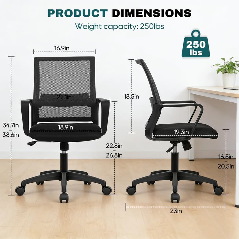 PayLessHere Gaming Chair Ergonomic Computer Chair Office Chair Video Game Chairs with Lumbar Support Desk Chair Armrest Mid Black Cushion Swivel Rolling Chair with Wheels for Home Office(Black)