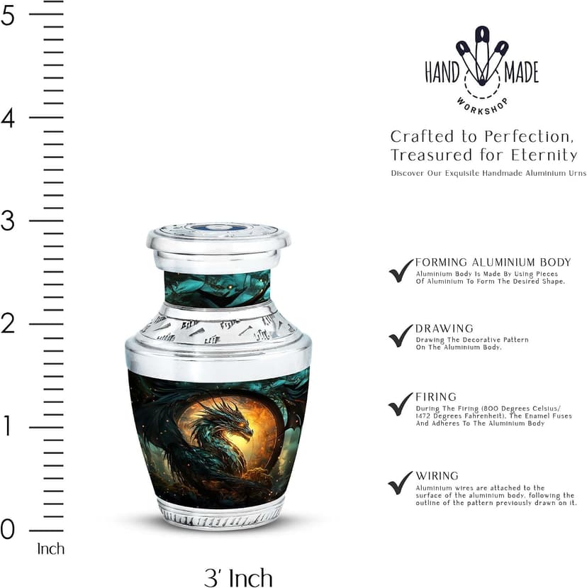 Guardian Dragon of The Mystic - Pack of 1 - Memorial Burial Urn - Decorative Urns - Small Ashes Keepsake for Sister - Small Keepsake Urn for Mom & Dad Ashes - Cremation Urns for Male & Female B0D4R1JV2X