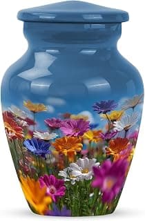 Multicolor Flower Burial Urn for Mom & Dad Ash - Handcrafted Keepsake for Human Remains - Memorial Urns for Male & Female - Decorative Gift for Loved One Ash - Small Keepsake 3 Inch B0FS7N3WV5