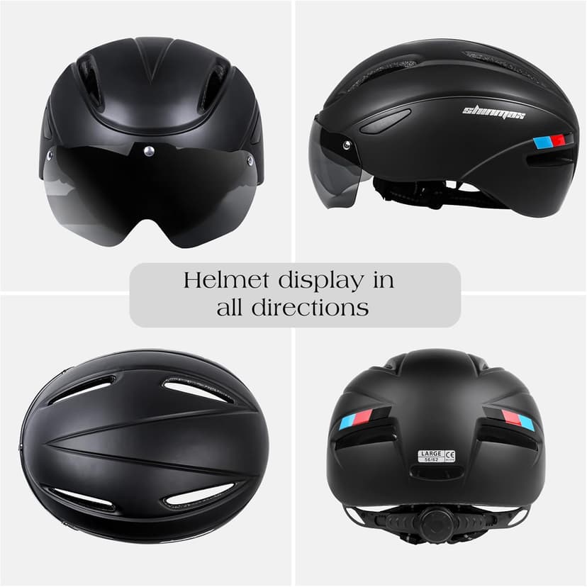 Shinmax Bike Helmet for Men Women, Bicycle Helmet with Detachable Magnetic Goggles Adjustable for Adult Road Biking Mountain Cycling Helmet