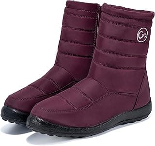 Alicegana Womens Winter Snow Boots for Women Waterproof Warm Fur Lining Mid Calf Boots with Zipper Comfortable Outdoor Shoes