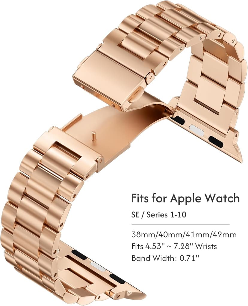 Metal Band Compatible with Apple Watch Band 42mm(Series 11 10) 41mm(Series 9 8 7) 40mm(Series 6 5 4 SE3/2/1) 38mm(Series 3 2 1), Dressy Stainless Steel iWatch Strap for Women