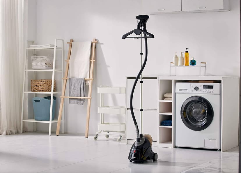 SALAV GS18-DJ Standing Garment Steamer with Roll Wheels for Easy Movement, 1.8L Water Tank for 1 Hour Continuous Steaming, Adjustable Pole for Storage, Includes Descaler Packet, 1500 watts