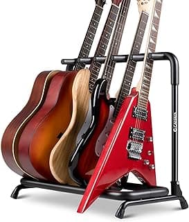 CAHAYA Multi Guitar Rack: Acoustic Guitar Display Rack 5 Holder Thick Padding Guitar Rack Holder Floor Stand for Classical Acoustic Electric Guitars and Bass CY0345