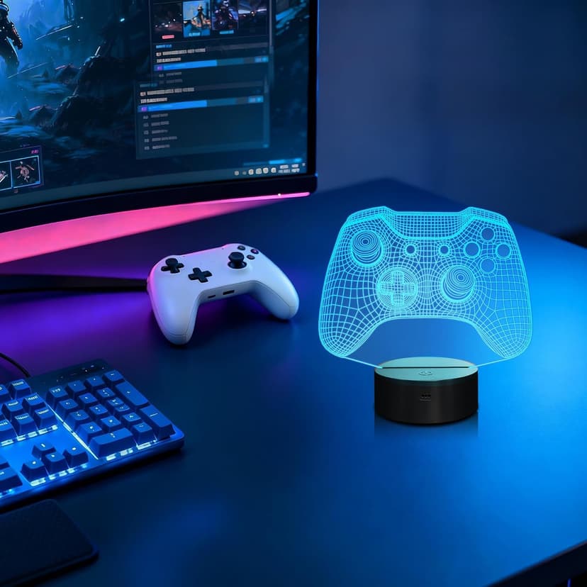 Attivolife Gamepad 3D Illusion Lamp, Controller Night Light with Remote Control + Timer 16 Color Changing Desk Lamp Kids Gamer Room Decor Plug in Best Cool Festival Birthday Gift for Boy Men B08Y5J1ML5