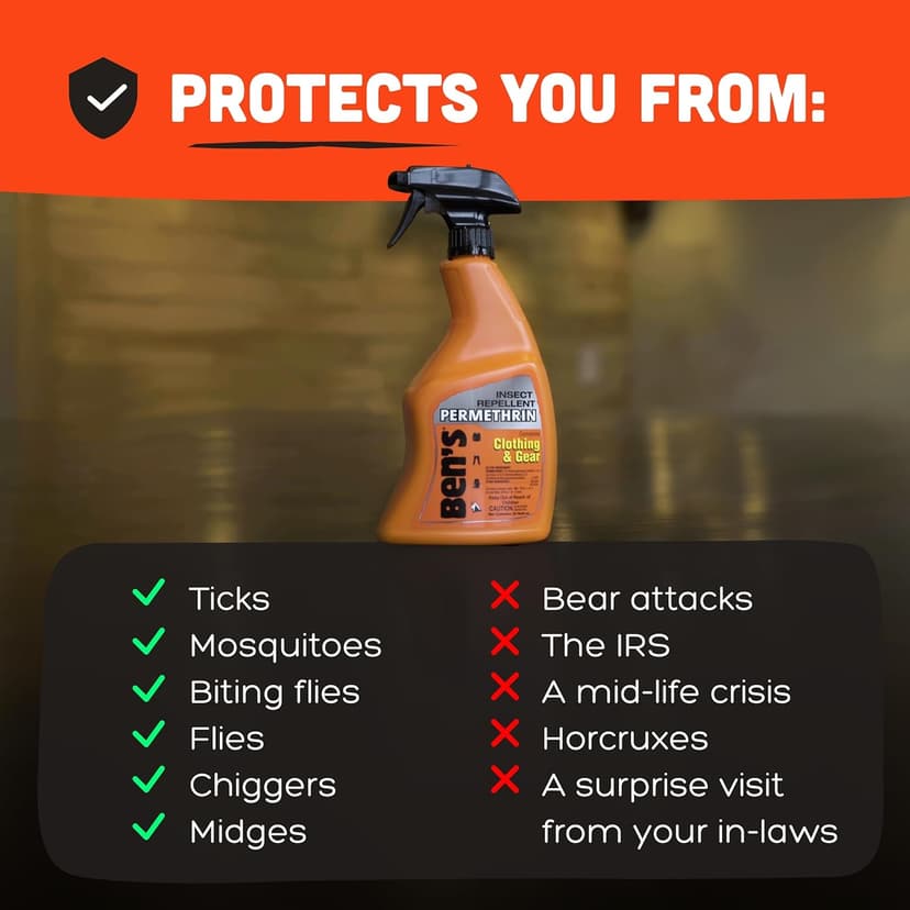 Ben's Clothing & Gear Insect Repellent - Long-Lasting Insect Protection Spray for Clothes & Gear - Contains Permethrin & Lasts Up to 6 Weeks - 24 fl oz