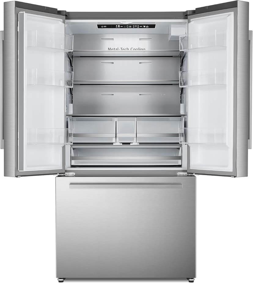COSMO COS-FDR223GWSS 36 in. Lumin Collection 22.4 cu. ft. Counter Depth French Door Refrigerator, Water Dispenser, Ice Maker, Stainless Steel