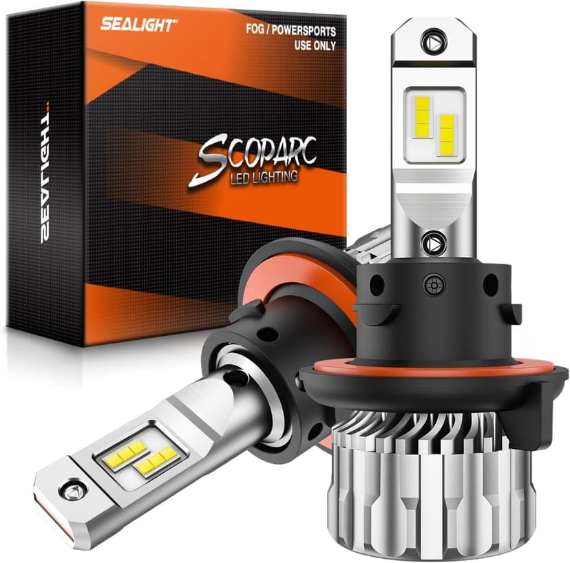 SEALIGHT H13 Bulbs, 70000LM 800% Brighter 6500K Cool White H13 Bulbs with Fan, 70000H Lifespan, IP68 Waterproof, Pack of 2