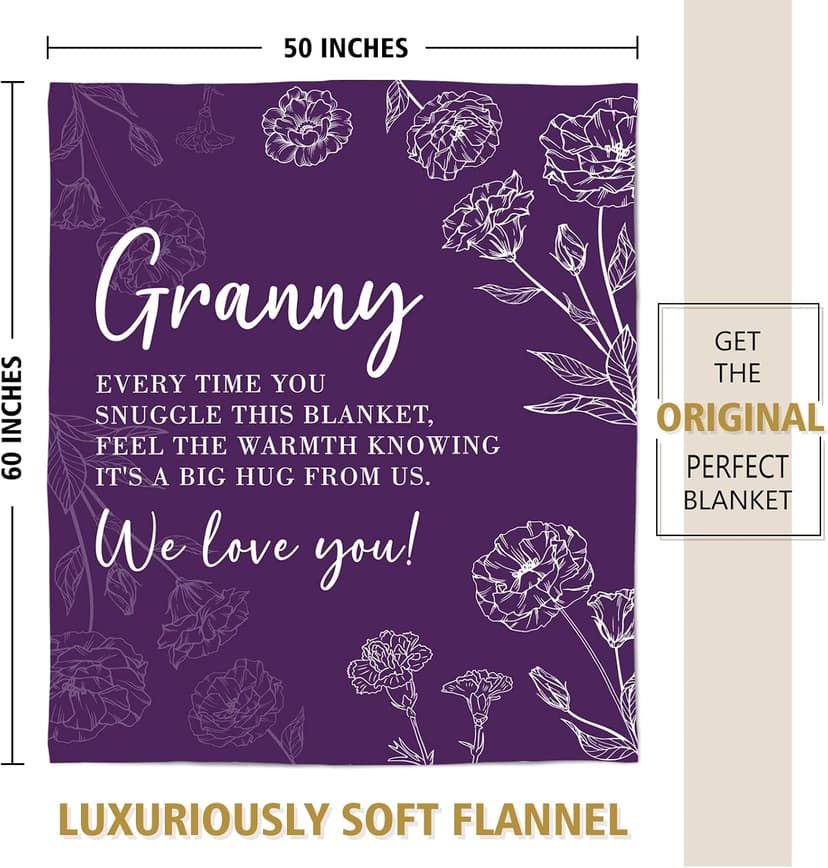 Gifts for Granny, Grandma Birthday Gift from Grandkids, to My Granny Grandma Throw Blanket for Christmas GiltGlimmer Granny Gifts for Grandma, Granny Floral Blanket 50" x 60" B0DHSP946G